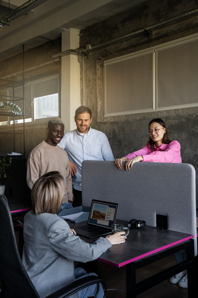 Medium shot people working indoors